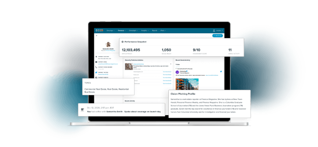 Cision Profile Dashboard Screen on Laptop